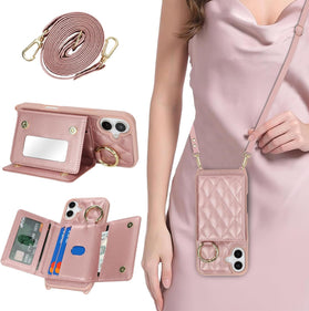 iPhone 16 Case with Card Holder and Strap for Women - Redpepper Cases