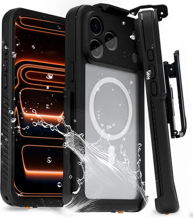 MOTIVE for iPhone 17 Pro Max Case with Belt Clip, Waterproof Full Body 360° Protection, Built-in Screen Protector, Wireless Charging Compatible with iPhone 17 Pro Max Holster case, 6.9” | Black