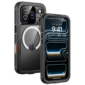Lanhiem Magnetic for iPhone 17 Pro Max Case, IP68 Waterproof Dustproof, Built-in Screen Protector [Compatible with Magsafe] Heavy Duty Rugged Cover Full Body Phone Case, 6.9 inch, Black