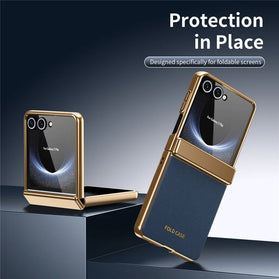 Galaxy Z Flip 8 Diamond-Textured Leather Case with Screen Protector