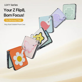 Galaxy Z Flip 8 Daisy Print Case with Finger Ring and Strap