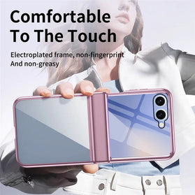 Galaxy Z Flip 8 Clear Electroplated Case with Screen Protector and Hinge Protection