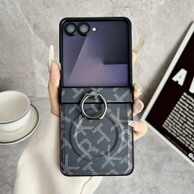 Galaxy Z Flip 8 Pixelated Leather Case with Ring Kickstand