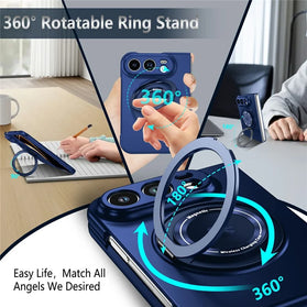 iPhone Fold Magnetic Case with Rotatable Ring Kickstand