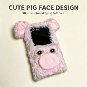Galaxy Z Flip 8 Cute Pig Plush Shockproof Case