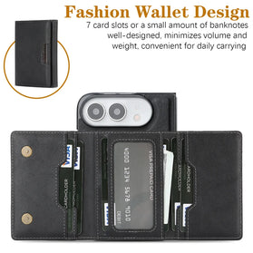 iPhone Fold Magnetic Case with Detachable Tri-Fold Card Holder