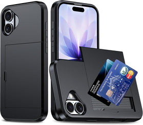 iPhone 17 Wallet Case Slide Cover Dual Layer Hard PC Rubber Cover - Redpepper Cases