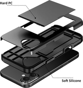 iPhone 17 Wallet Case Slide Cover Dual Layer Hard PC Rubber Cover - Redpepper Cases