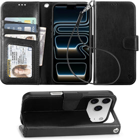 iPhone 17 Pro Card Holder Wristlet Strap Wallet Flip Cover - Redpepper Cases