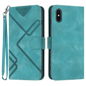 Line Pattern Skin Feel Leather Phone Case, For iPhone XS Max - Redpepper Cases