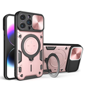 CD Texture Sliding Camshield Magnetic Holder Phone Case, For iPhone 14 Pro Max - Redpepper Cases