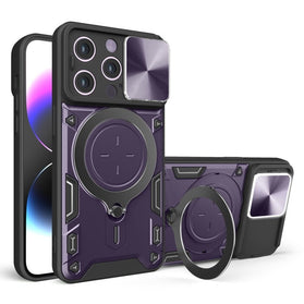 CD Texture Sliding Camshield Magnetic Holder Phone Case, For iPhone 14 Plus - Redpepper Cases
