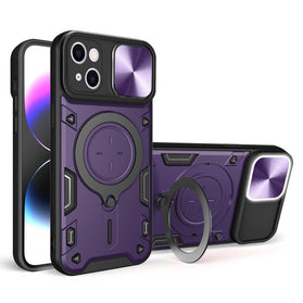 CD Texture Sliding Camshield Magnetic Holder Phone Case, For iPhone 15 Plus - Redpepper Cases
