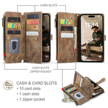 Load image into Gallery viewer, CaseMe C30 Card Slots Zipper Wallet Leather Phone Case