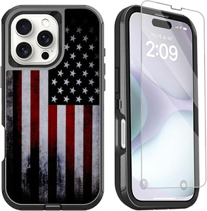iPhone 16 Pro Max Screen Protector Old Vintage American Flag Design Phone Case - Redpepper Cases