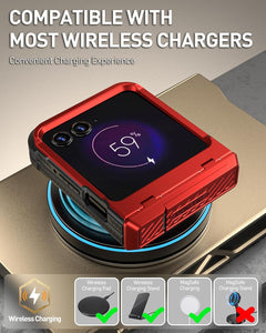 Motorola Moto Razr Plus Full - Body Rugged Shockproof Protective Cover with Kickstand - Redpepper Cases