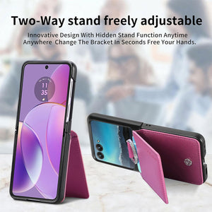 Motorola Razr+ 2023 Card Holder Luxury PU Leather Protective Phone Case - Redpepper Cases
