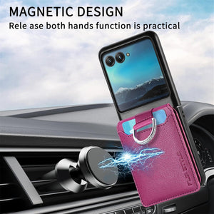 Motorola Razr+ 2023 Card Holder Luxury PU Leather Protective Phone Case - Redpepper Cases