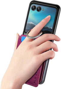 Motorola Razr+ 2023 Card Holder Luxury PU Leather Protective Phone Case - Redpepper Cases