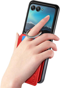 Motorola Razr+ 2023 Card Holder Luxury PU Leather Protective Phone Case - Redpepper Cases