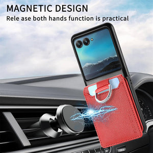 Motorola Razr+ 2023 Card Holder Luxury PU Leather Protective Phone Case - Redpepper Cases