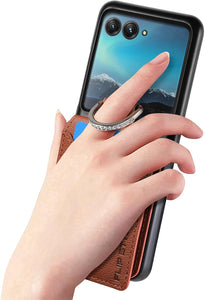 Motorola Razr+ 2023 Card Holder Luxury PU Leather Protective Phone Case - Redpepper Cases