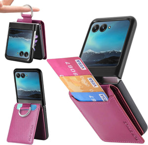 Motorola Razr+ 2023 Card Holder Luxury PU Leather Protective Phone Case - Redpepper Cases