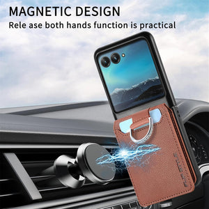 Motorola Razr+ 2023 Card Holder Luxury PU Leather Protective Phone Case - Redpepper Cases