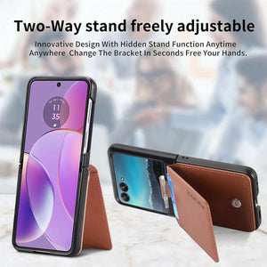 Motorola Razr+ 2023 Card Holder Luxury PU Leather Protective Phone Case - Redpepper Cases