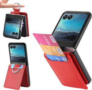 Motorola Razr+ 2023 Card Holder Luxury PU Leather Protective Phone Case - Redpepper Cases