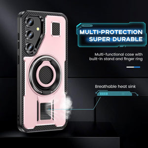 Samsung Galaxy S24/S25 Plus Back Heat Dissipation Design Metal Ring Holder Stand Cover - Redpepper Cases