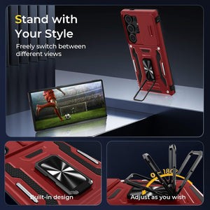 Samsung Galaxy S24/S25 Plus Rotated Ring Kickstand Heavy Duty Protective Case - Redpepper Cases