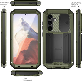 Samsung Galaxy S25 5G Aluminum Metal Gorilla Glass Shockproof Military Heavy Duty Sturdy Protector - Redpepper Cases