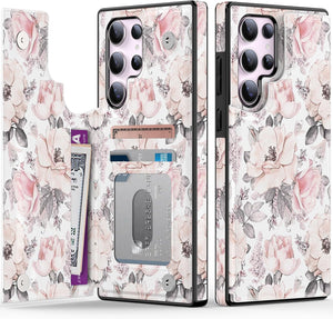 Samsung Galaxy S25 Flower Designs Credit Card Holder Protective Phone Cover - Redpepper Cases