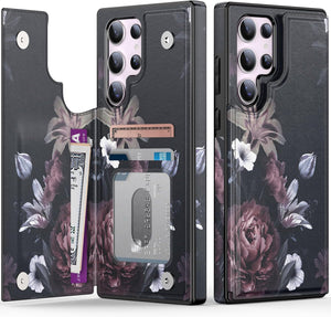 Samsung Galaxy S25 Flower Designs Credit Card Holder Protective Phone Cover - Redpepper Cases