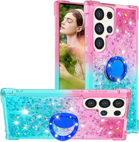 Samsung Galaxy S25 Plus Clear Glitter Liquid Sparkle Bling Cute Case - Redpepper Cases