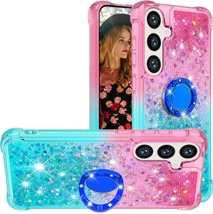 Samsung Galaxy S25 Plus Clear Glitter Liquid Sparkle Bling Cute Case - Redpepper Cases