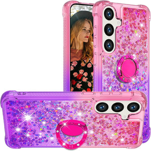 Samsung Galaxy S25 Plus Clear Glitter Liquid Sparkle Bling Cute Case - Redpepper Cases