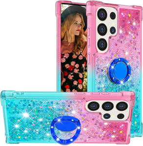 Samsung Galaxy S25 Plus Clear Glitter Liquid Sparkle Bling Cute Case - Redpepper Cases