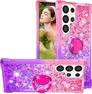 Samsung Galaxy S25 Plus Clear Glitter Liquid Sparkle Bling Cute Case - Redpepper Cases