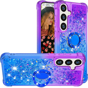 Samsung Galaxy S25 Plus Clear Glitter Liquid Sparkle Bling Cute Case - Redpepper Cases