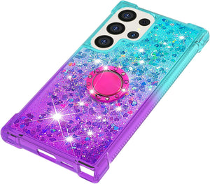 Samsung Galaxy S25 Plus Clear Glitter Liquid Sparkle Bling Cute Case - Redpepper Cases