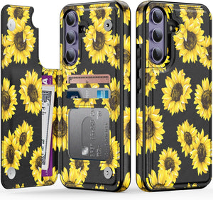 Samsung Galaxy S25 Plus Flower Designs Credit Card Holder Protective Phone Cover - Redpepper Cases