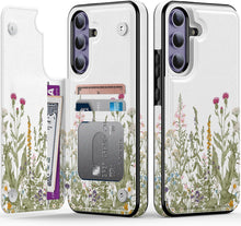 Load image into Gallery viewer, Samsung Galaxy S25 Plus Flower Designs Credit Card Holder Protective Phone Cover - Redpepper Cases