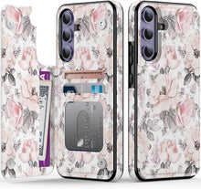 Load image into Gallery viewer, Samsung Galaxy S25 Plus Flower Designs Credit Card Holder Protective Phone Cover - Redpepper Cases