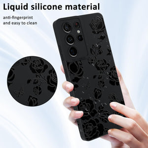 Samsung Galaxy S25 Plus Rose Flower Butterfly Cool Black Solid Design Phone Cover - Redpepper Cases