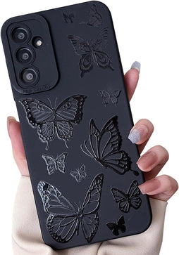 Samsung Galaxy S25 Plus Rose Flower Butterfly Cool Black Solid Design Phone Cover - Redpepper Cases