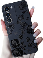 Load image into Gallery viewer, Samsung Galaxy S25 Plus Rose Flower Butterfly Cool Black Solid Design Phone Cover - Redpepper Cases