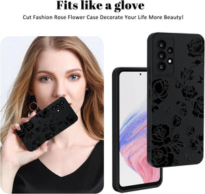 Samsung Galaxy S25 Plus Rose Flower Butterfly Cool Black Solid Design Phone Cover - Redpepper Cases
