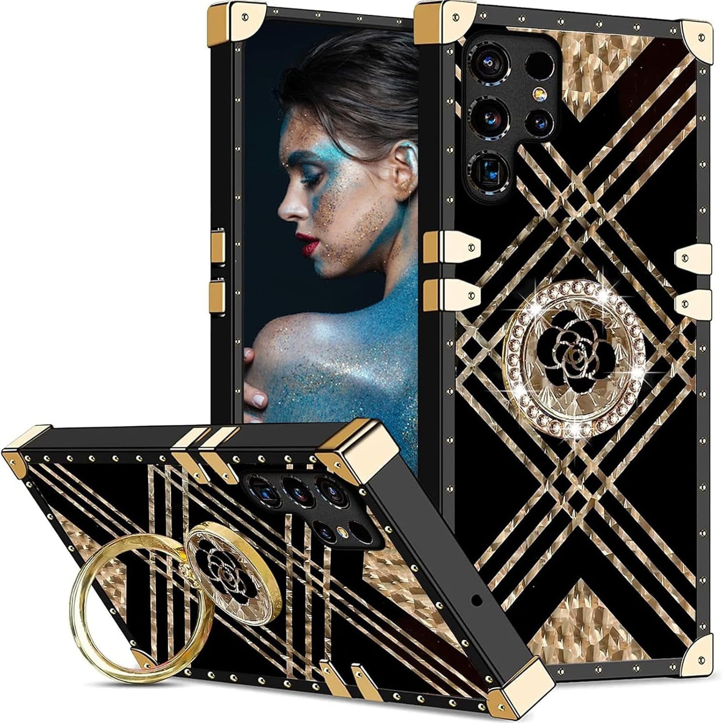 Samsung Galaxy S25+ Plus Soft TPU Bumper with Elegant Metal Corners & Ring Kickstand - Redpepper Cases